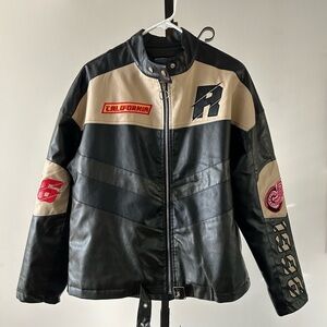 PrettyLittleThing Faux Leather Racer Jacket, Size XSmall.